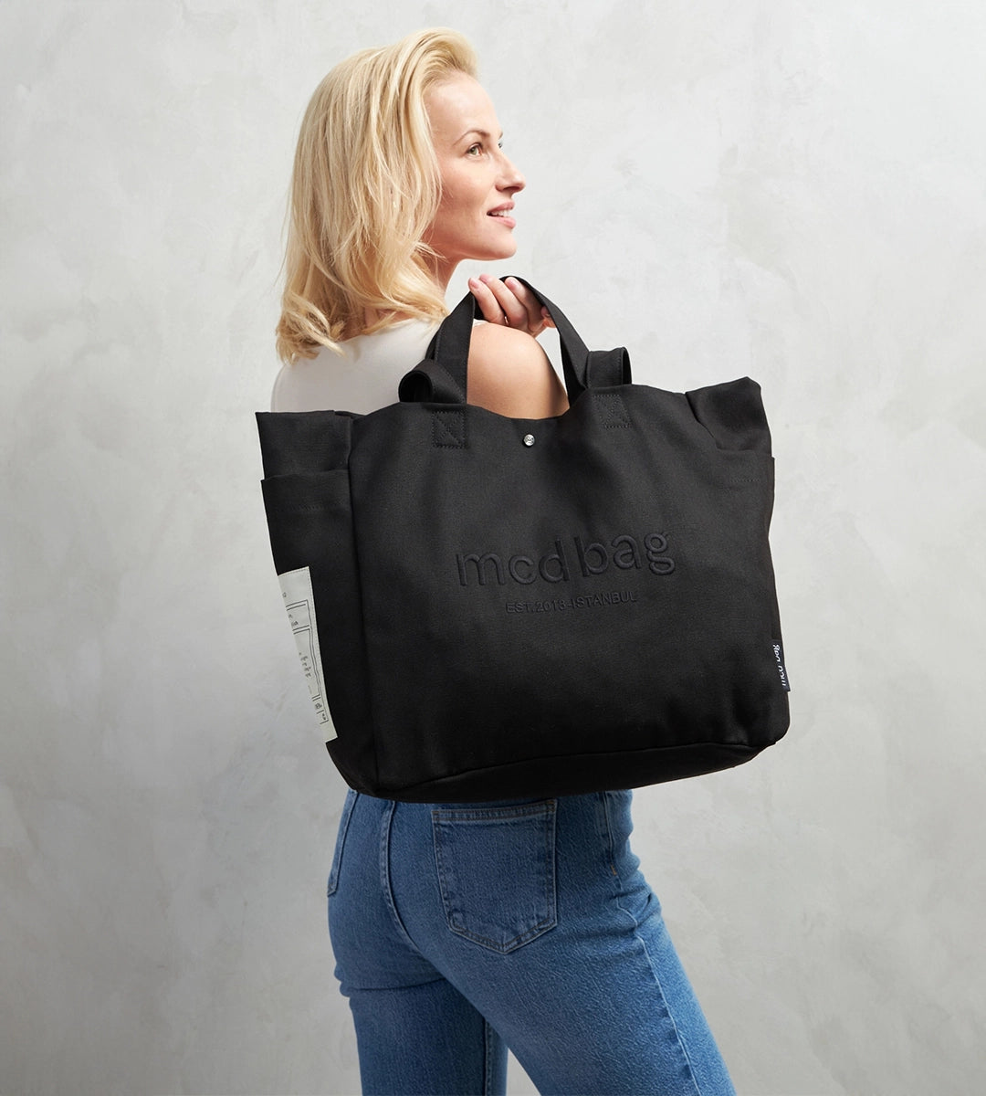 Vina Siyah Kanvas Çanta Büyük