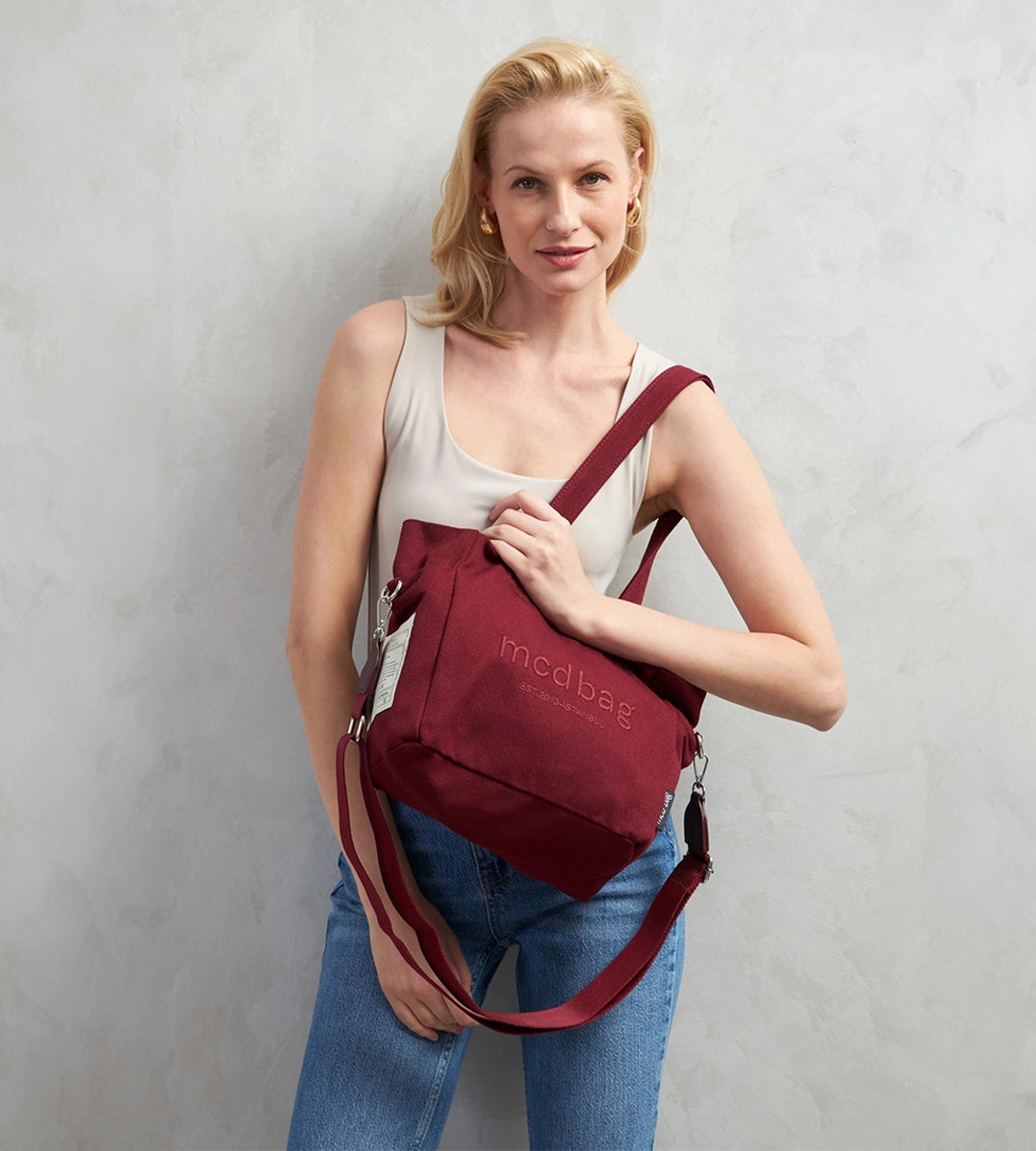 Vina Bordo Kanvas Çanta Küçük