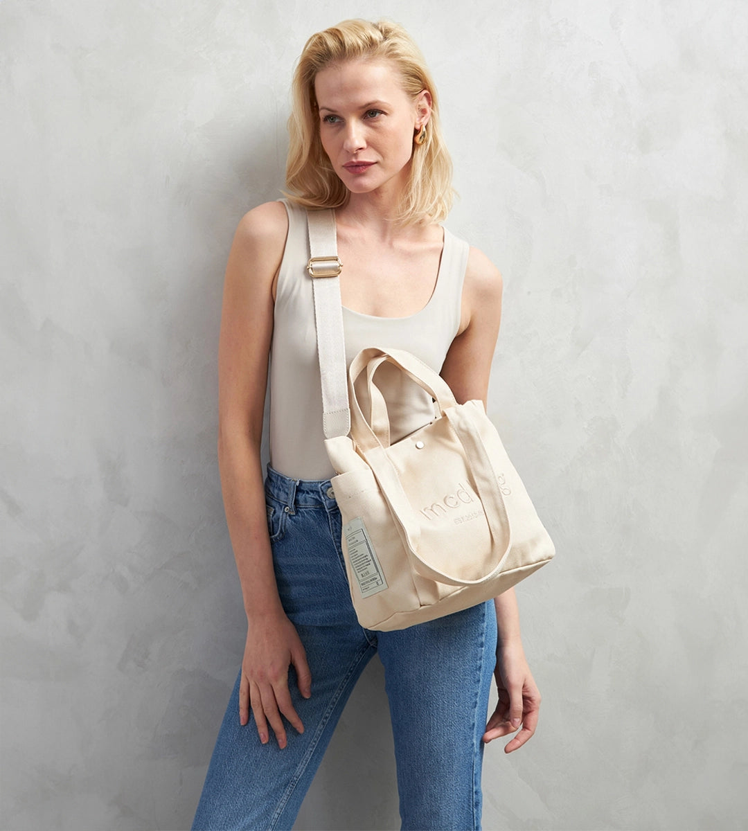 Vina Bej Kanvas Çanta Küçük