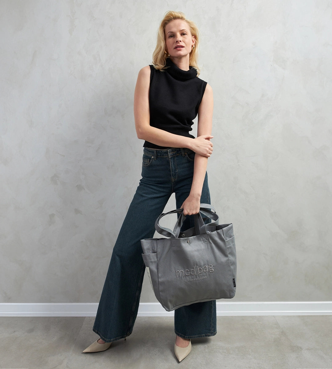 Vina Antrasit Kanvas Çanta Büyük