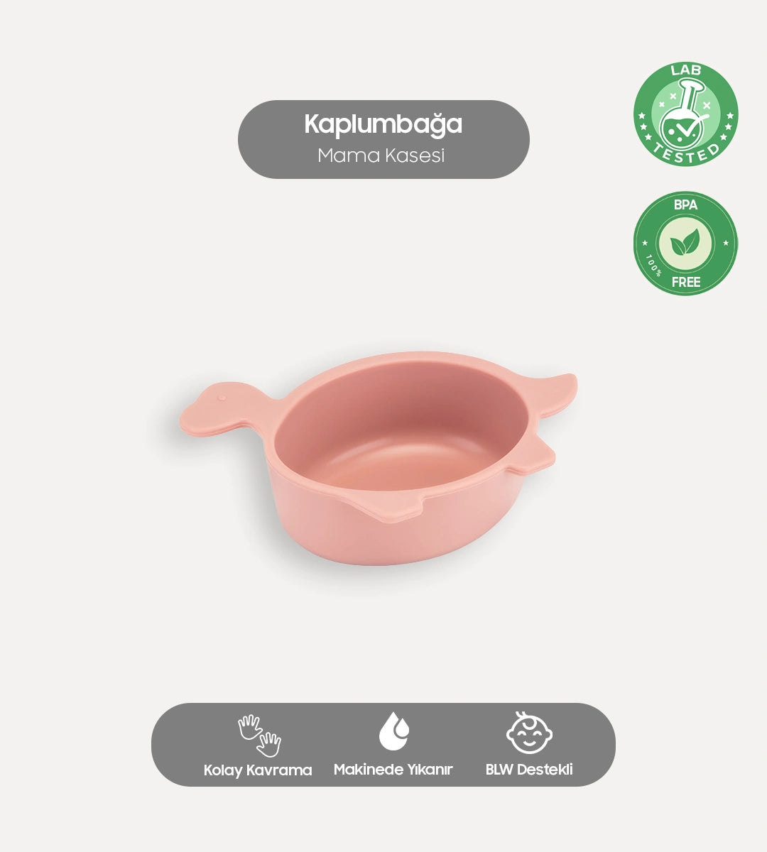 Kaplumbağa Figürlü Silikon Bebek Mama Kasesi Pembe