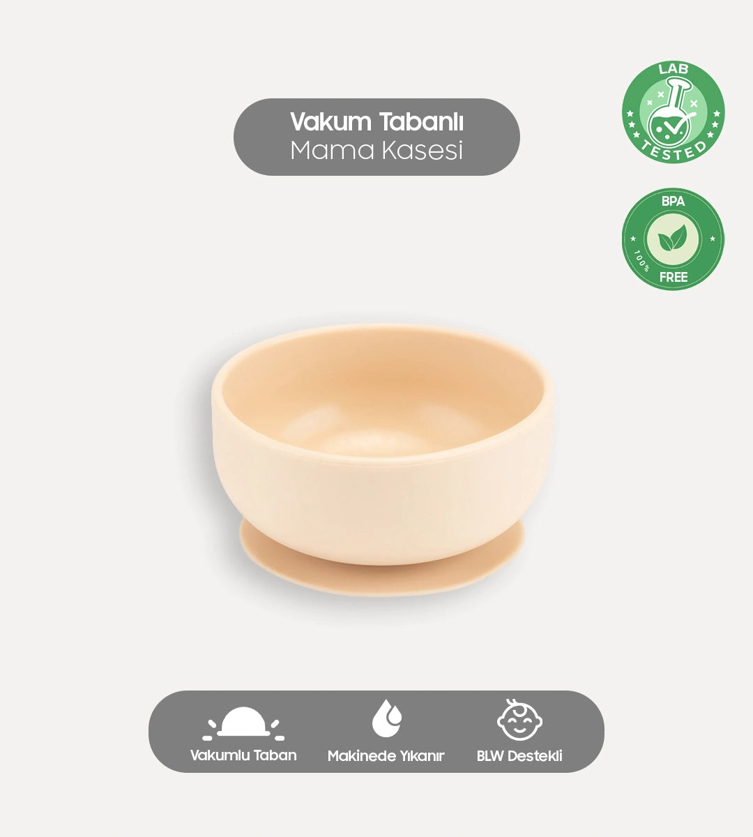 Vakumlu Silikon Bebek Mama Kasesi Bej