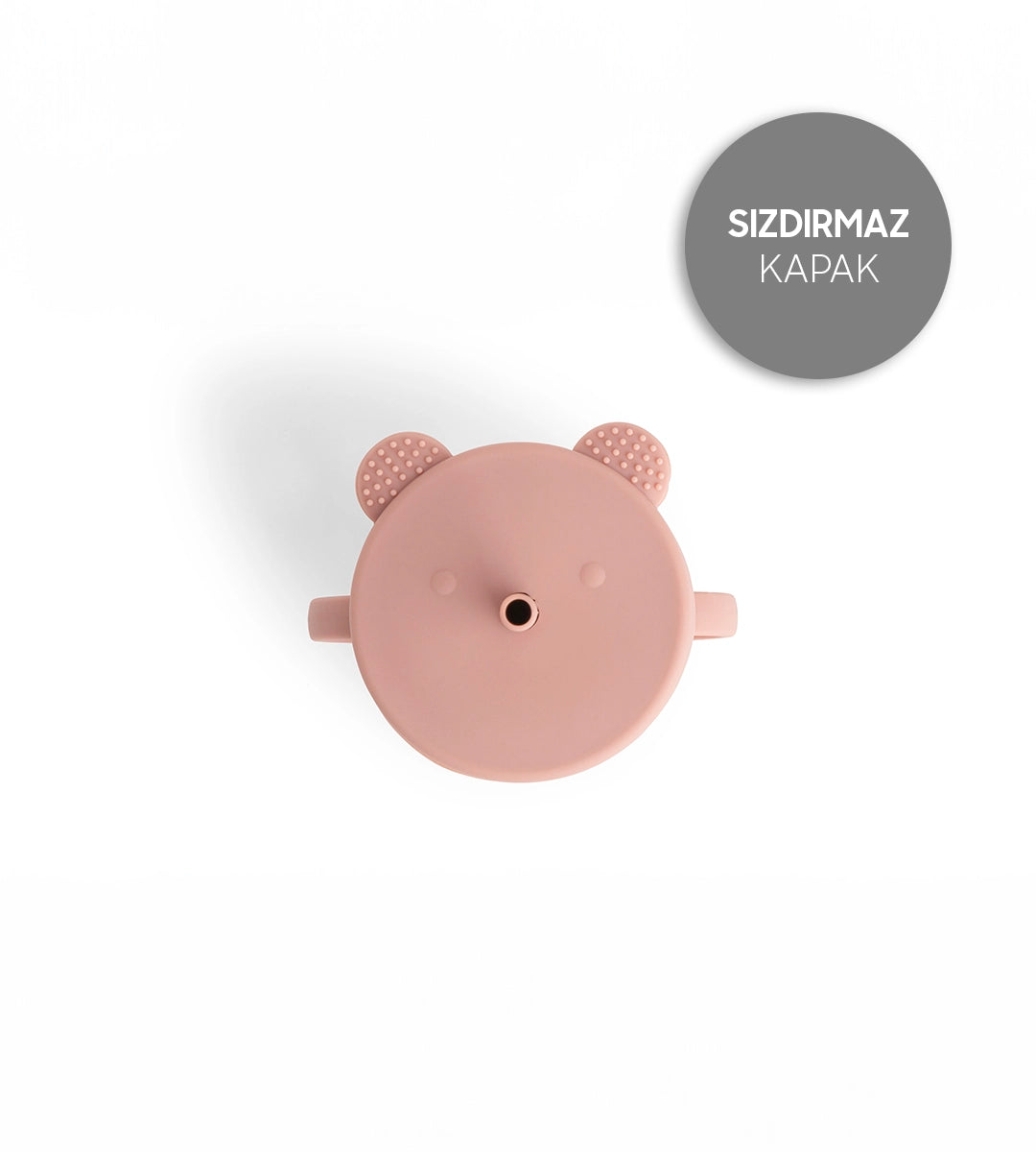 Çift Kulplu Pipetli Silikon Bardak Pembe