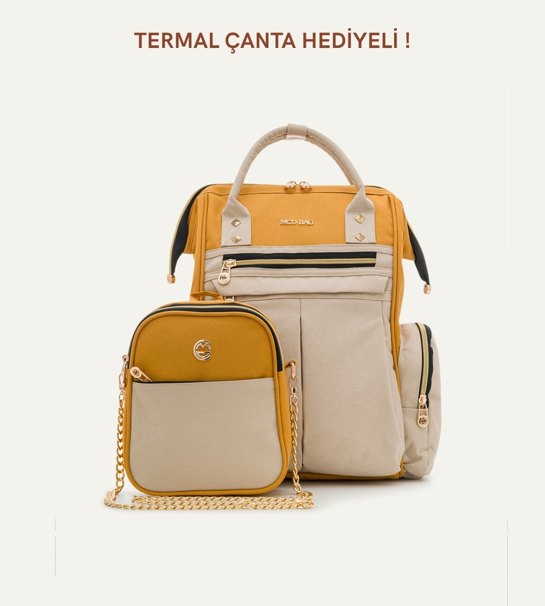 Angel Hardal - Bej Kumaş Set Bebek Çantası