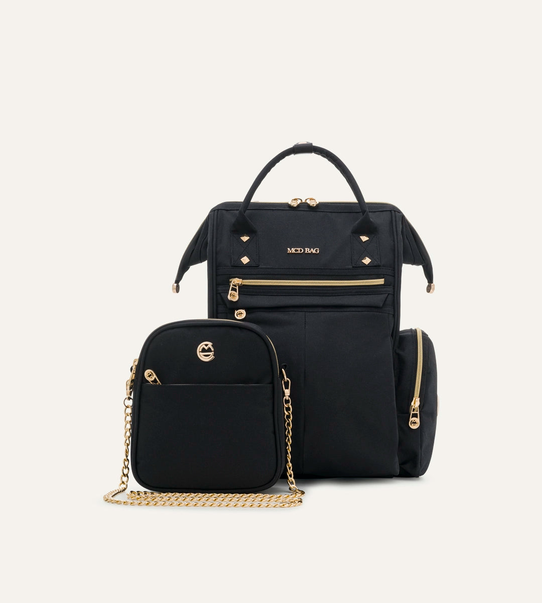 Angel Siyah - Gold Kumaş Bebek Çantası