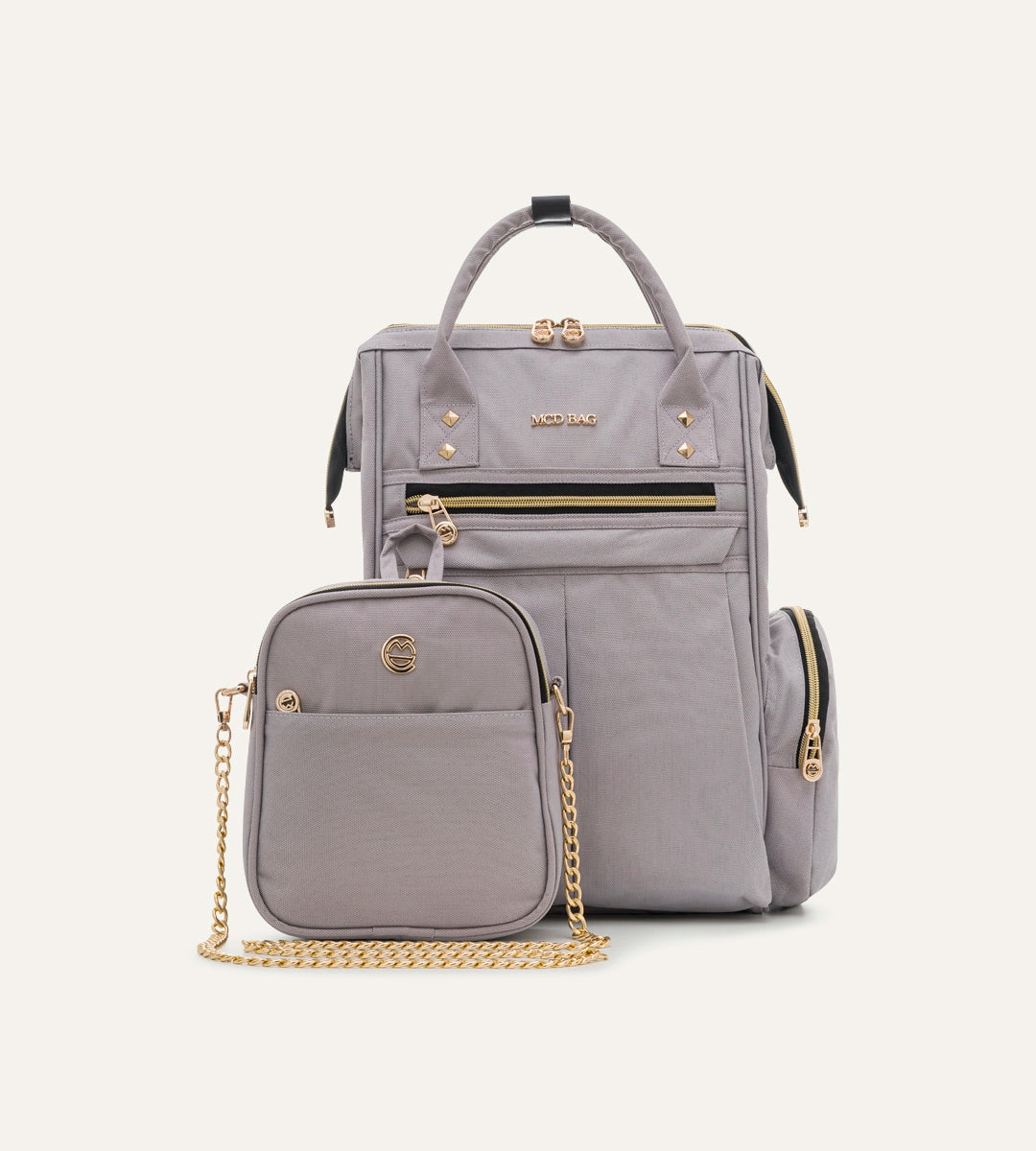 Angel Pastel Gri - Gold Kumaş Bebek Çantası