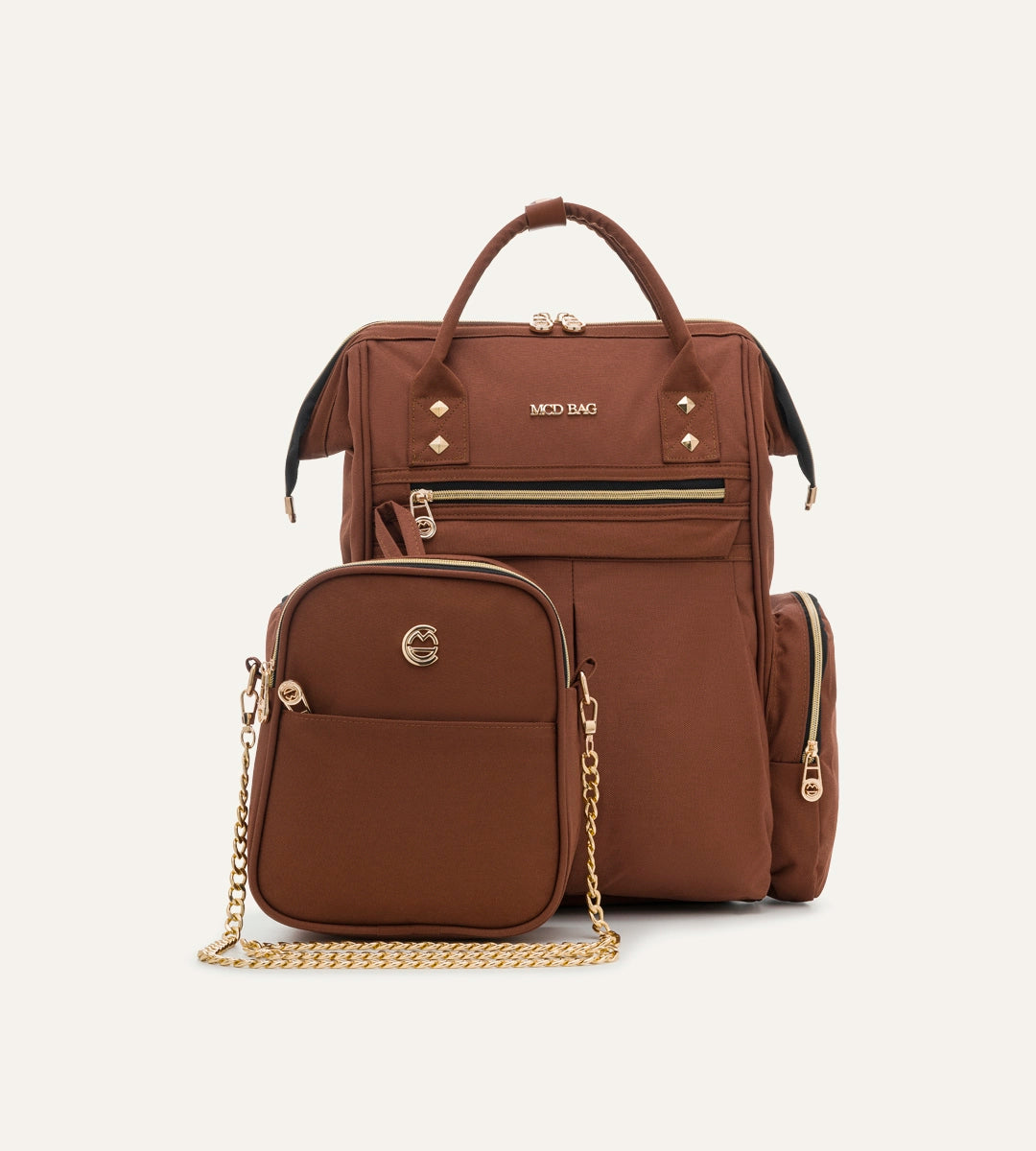 Angel Kahverengi - Gold Kumaş Bebek Çantası