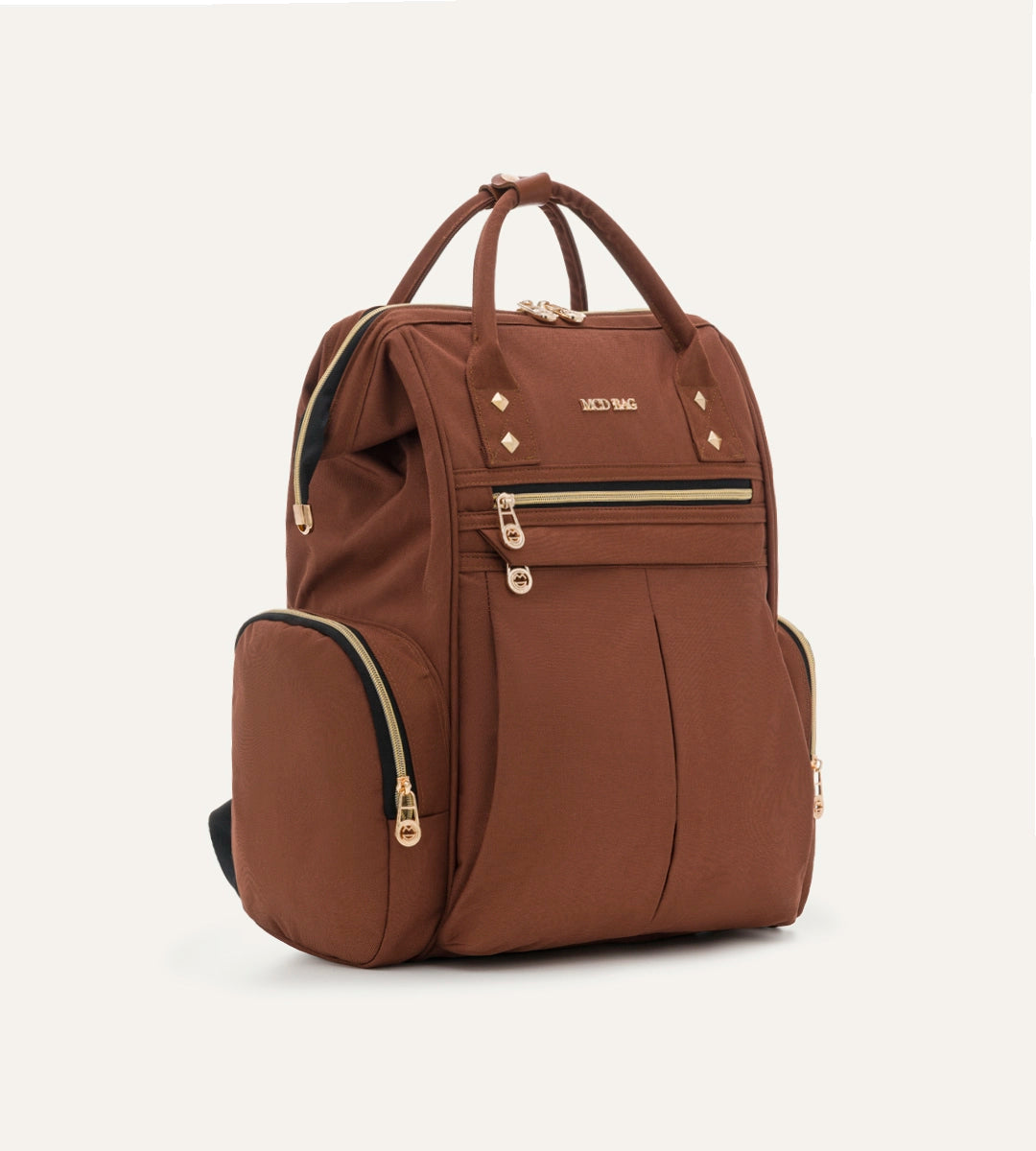 Angel Kahverengi - Gold Kumaş Bebek Çantası