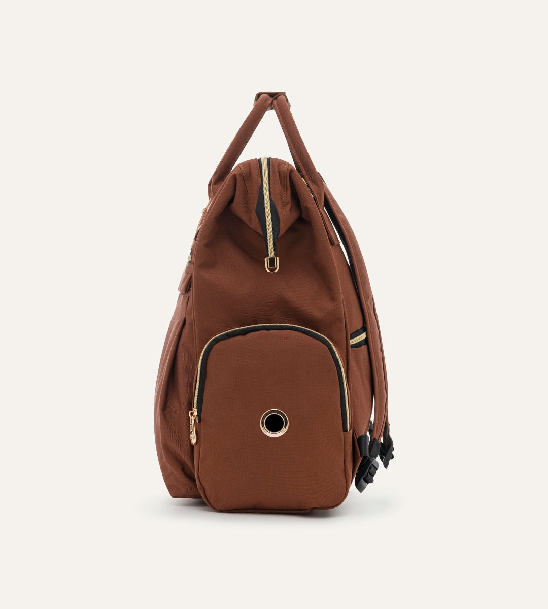 Angel Kahverengi - Gold Kumaş Bebek Çantası