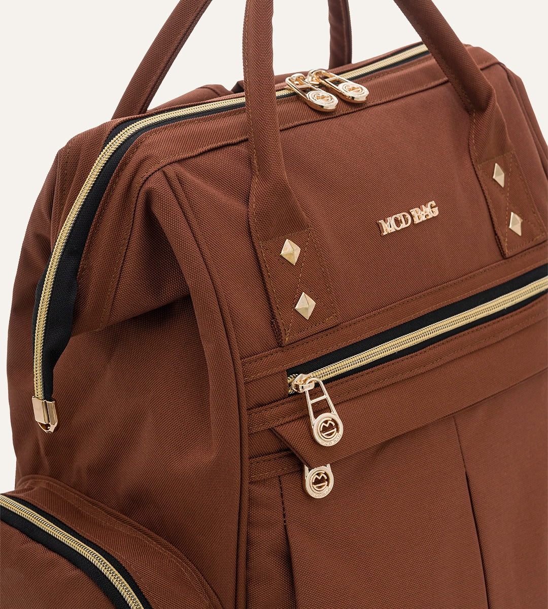 Angel Kahverengi - Gold Kumaş Bebek Çantası