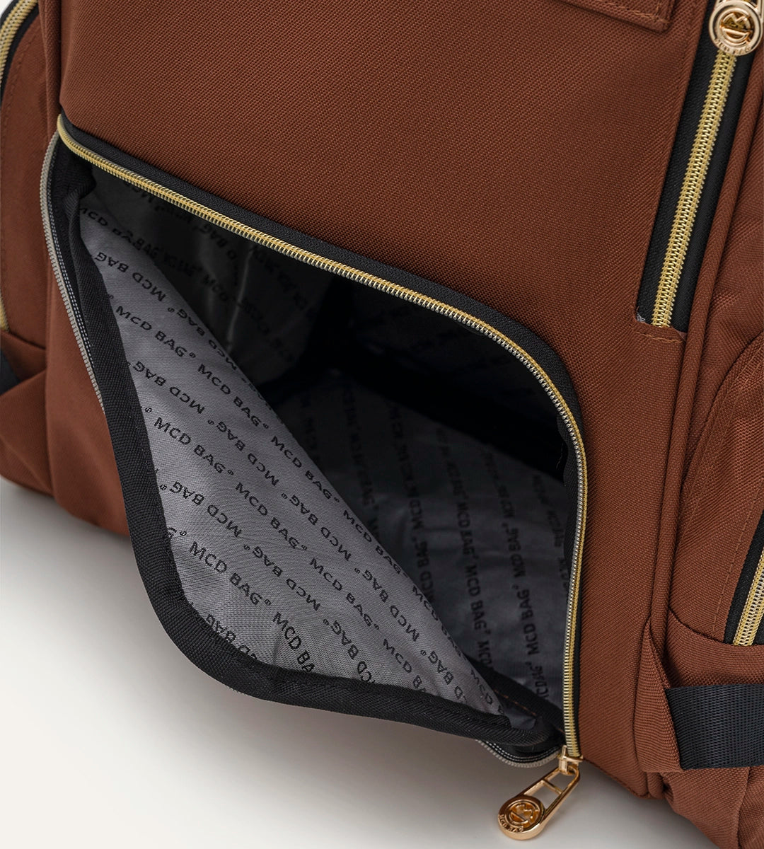 Angel Kahverengi - Gold Kumaş Bebek Çantası