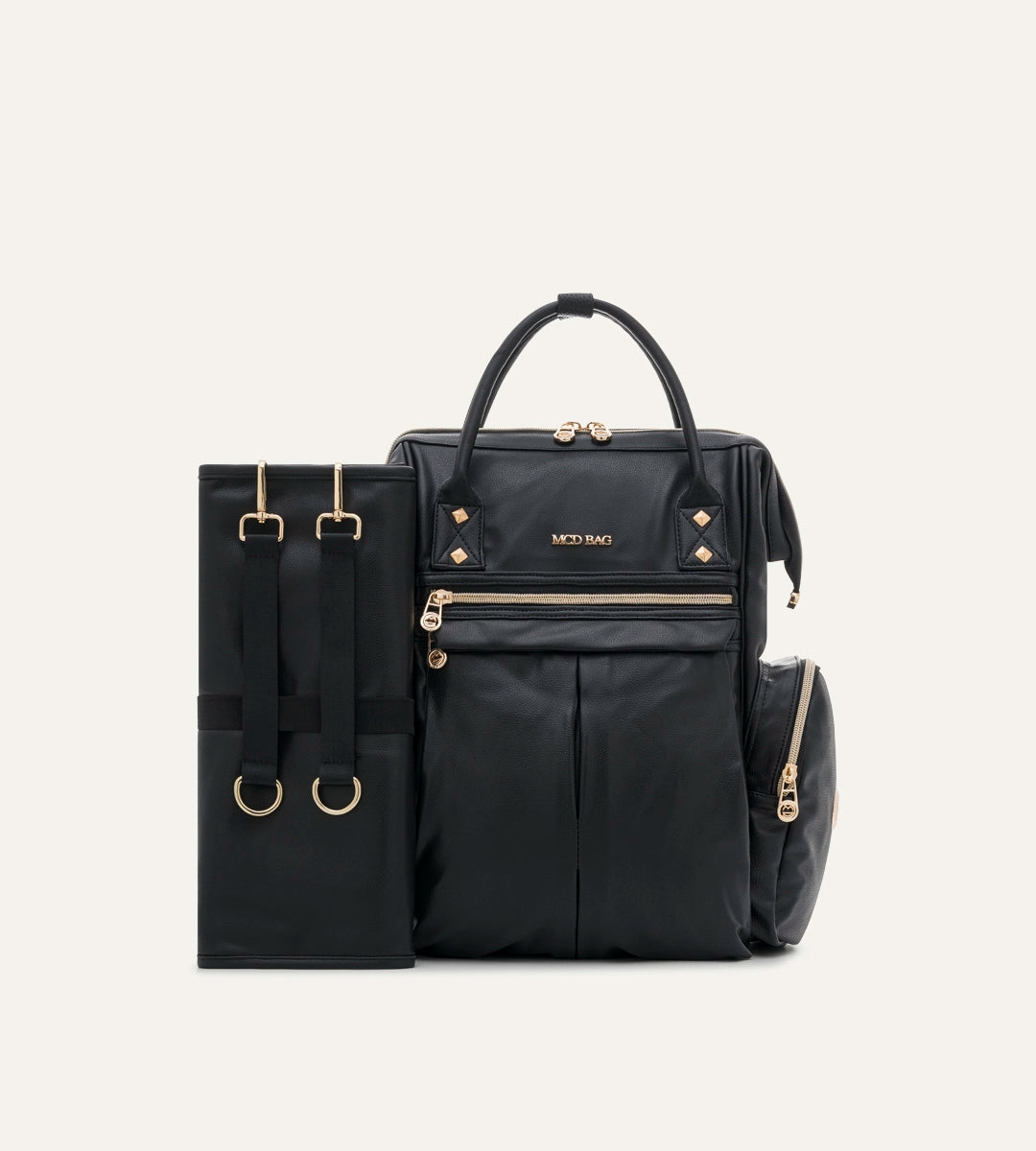 Angel Siyah Dokulu - Gold Deri Bebek Çantası