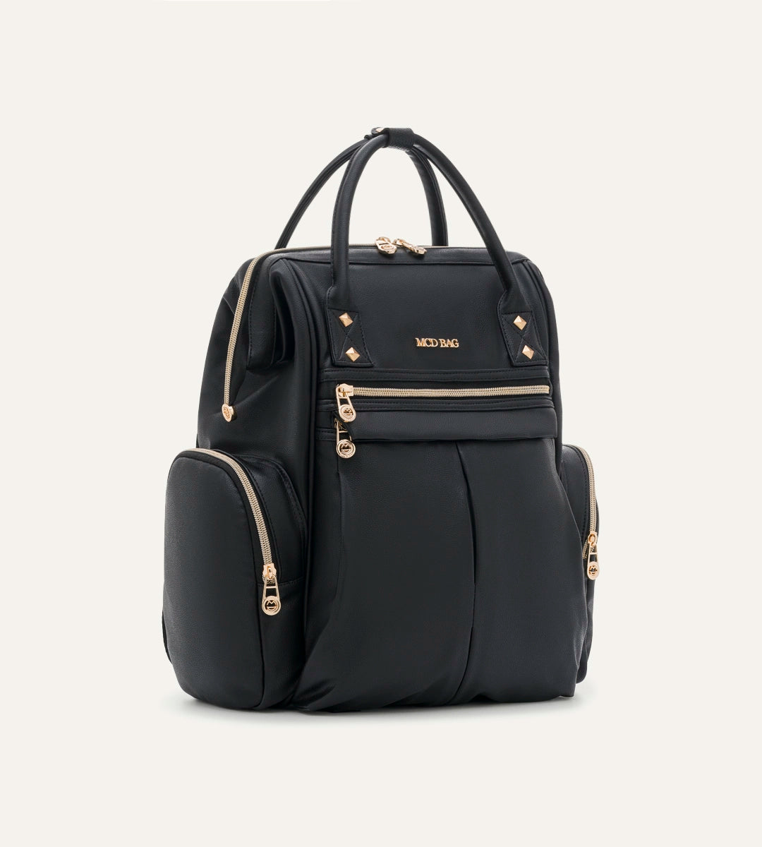 Angel Siyah Dokulu - Gold Deri Bebek Çantası