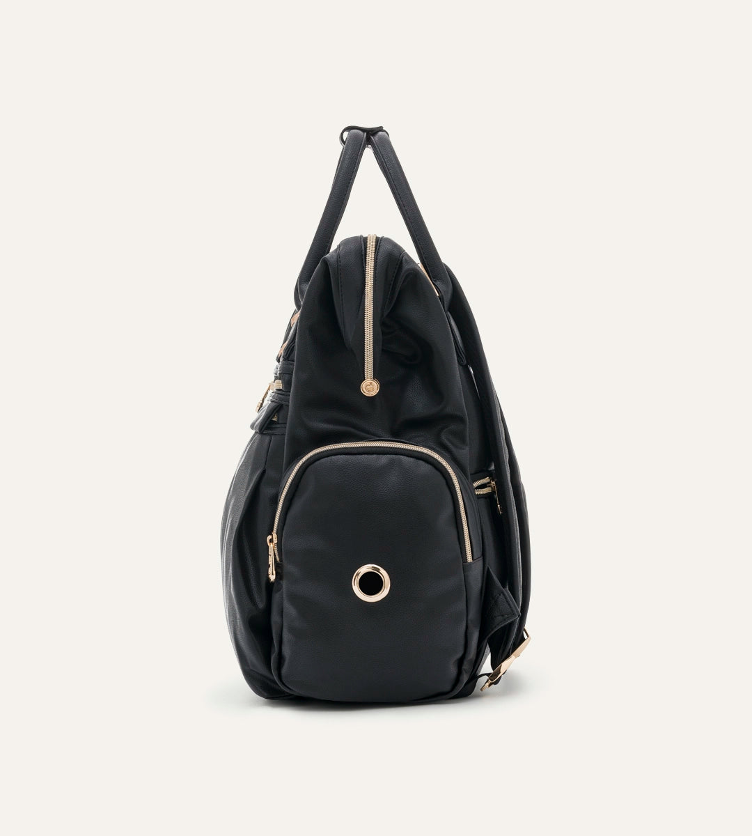 Angel Siyah Dokulu - Gold Deri Bebek Çantası