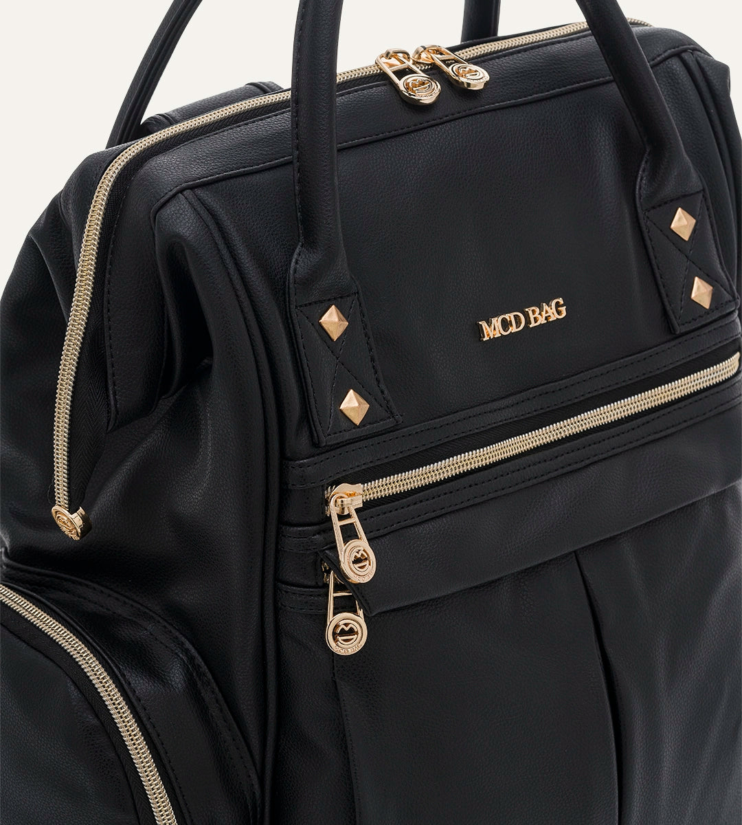 Angel Siyah Dokulu - Gold Deri Bebek Çantası