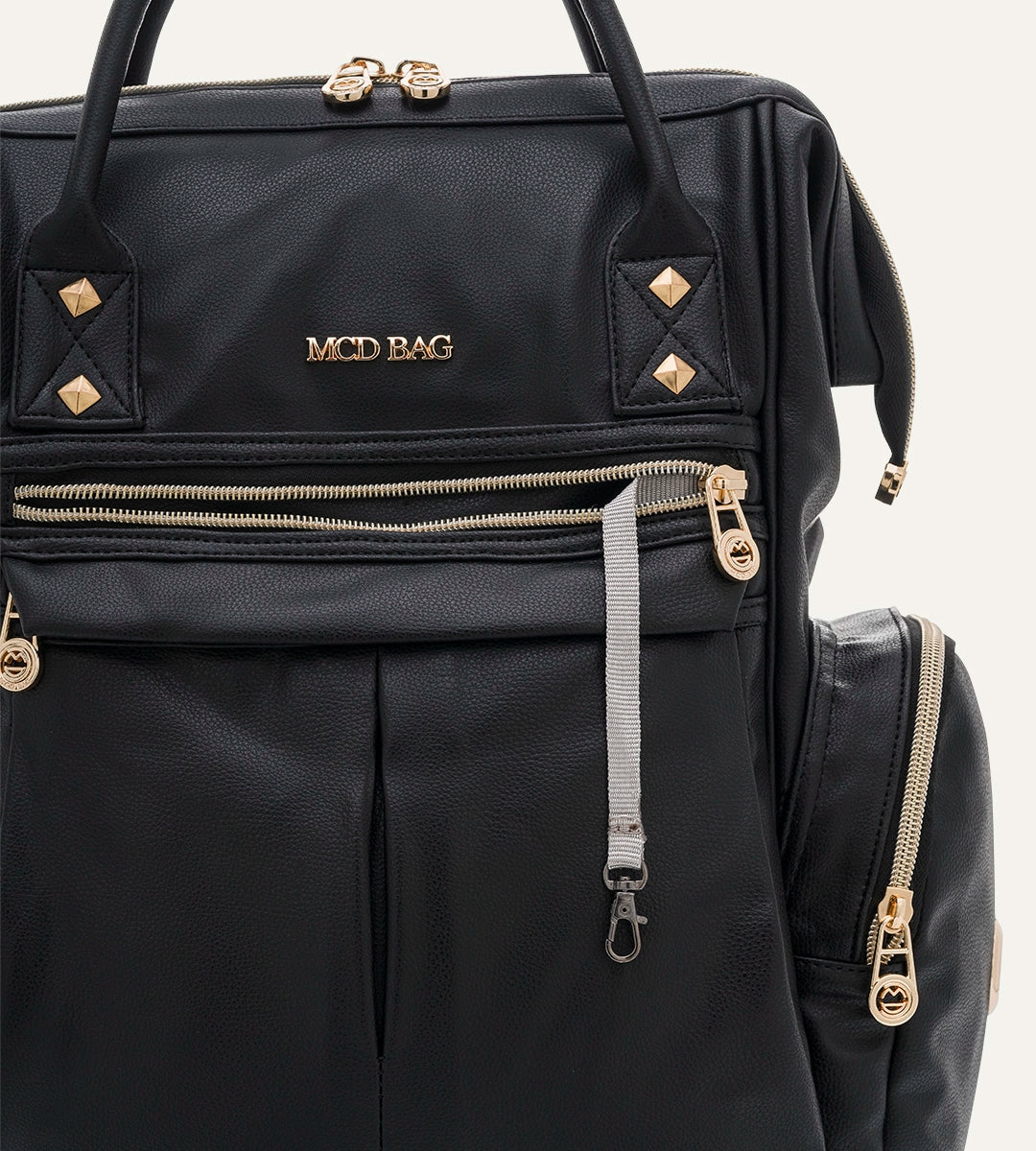 Angel Siyah Dokulu - Gold Deri Bebek Çantası