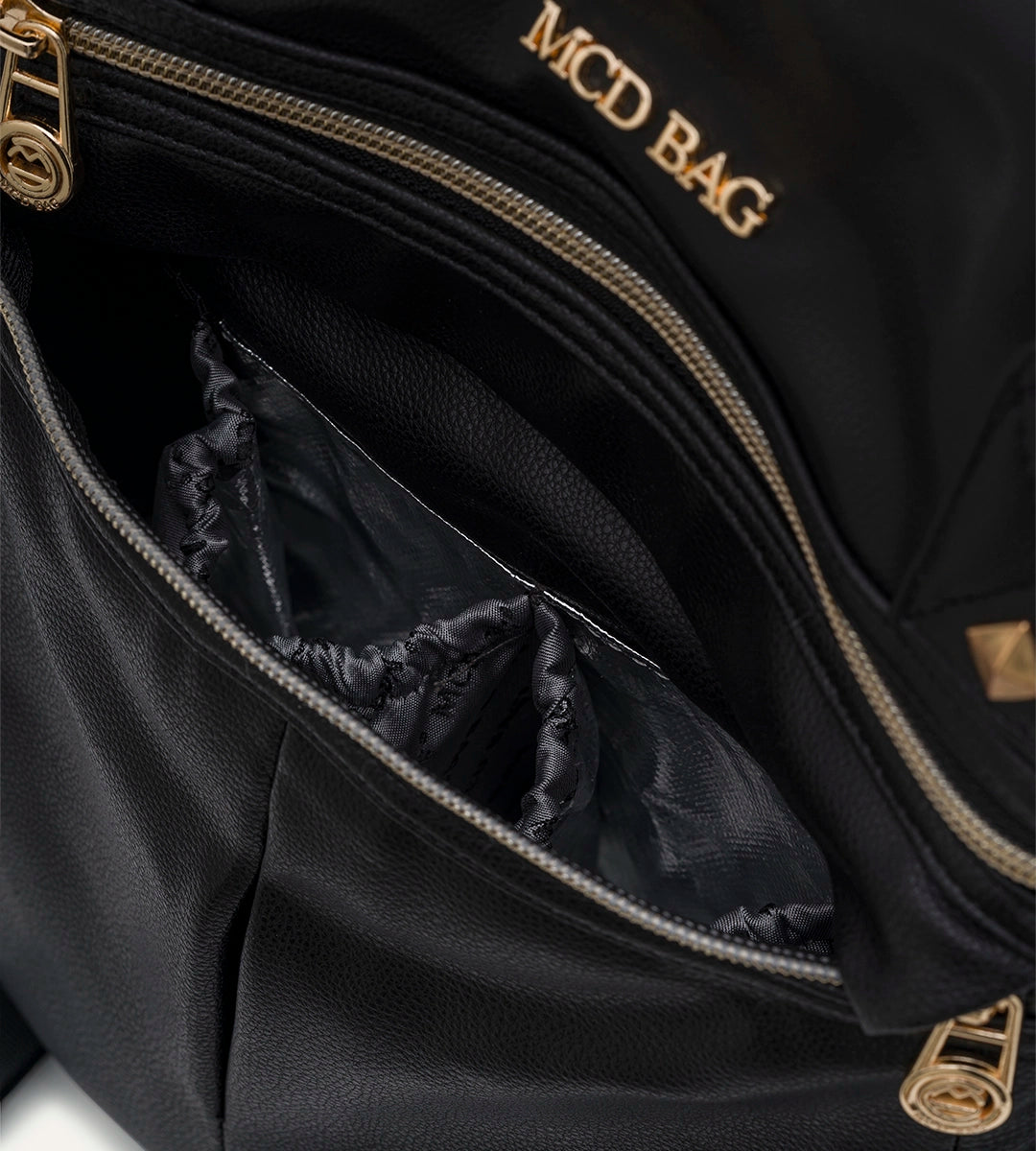 Angel Siyah Dokulu - Gold Deri Bebek Çantası