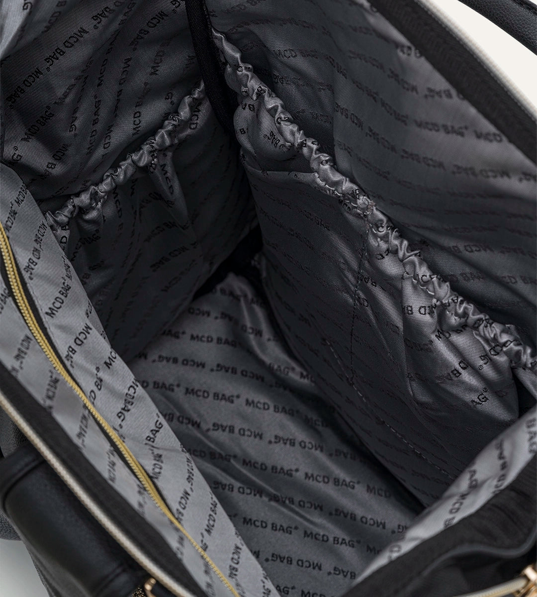 Angel Siyah Dokulu - Gold Deri Bebek Çantası