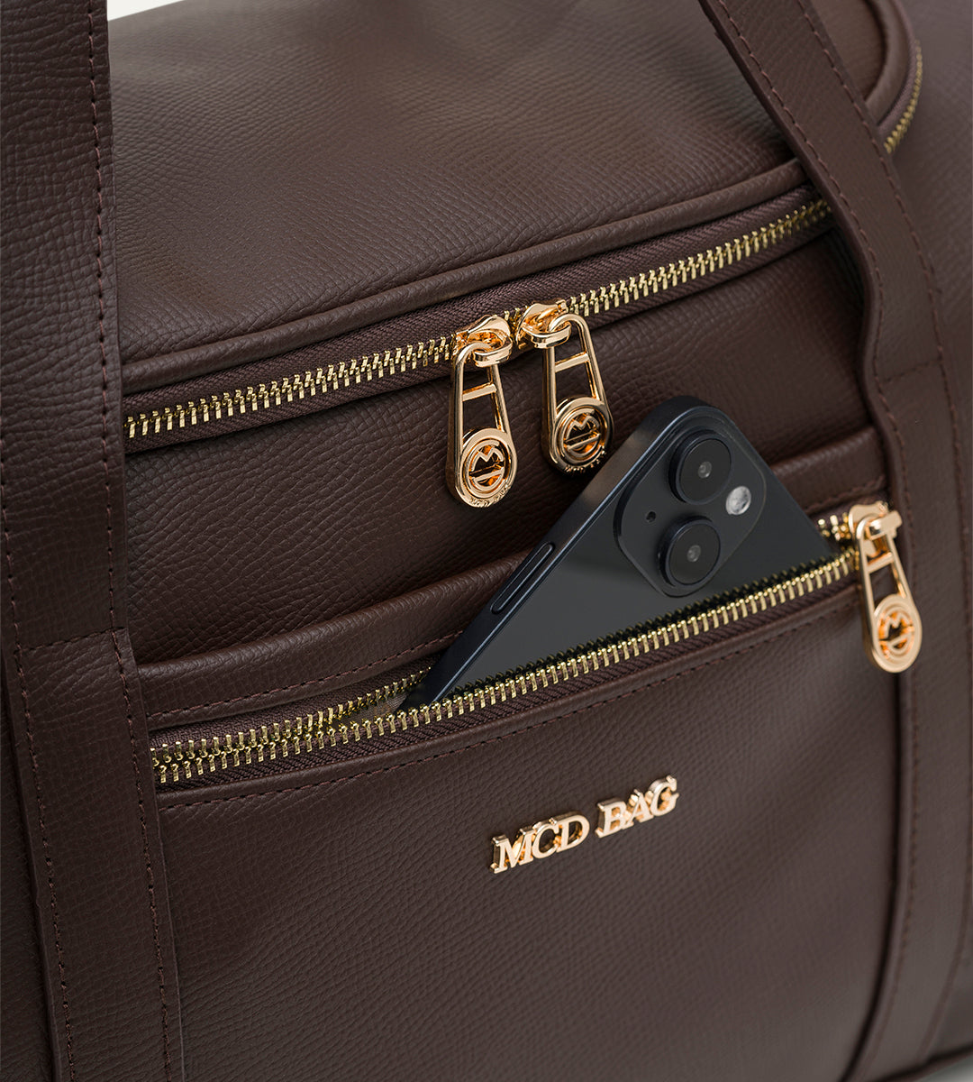 Serena Kahverengi E. Deri Gold Bebek Çantası