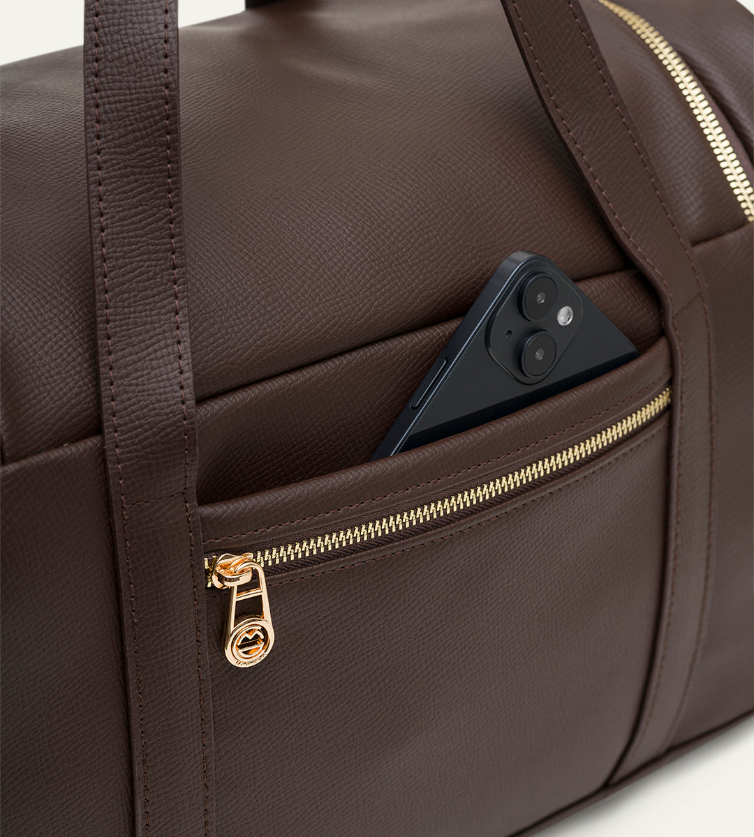 Serena Kahverengi E. Deri Gold Bebek Çantası