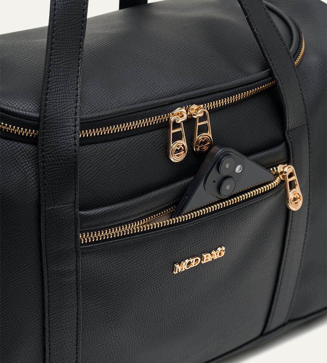 Serena Siyah E. Deri Gold Bebek Çantası