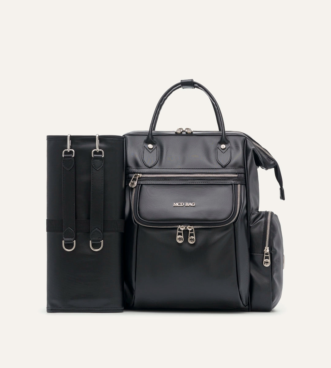 Vista Siyah Desenli Deri Nikel Bebek Bakım Çantası