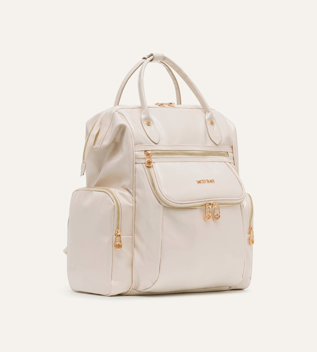 Vista Kırışık Bej Deri Gold Bebek Bakım Çantası