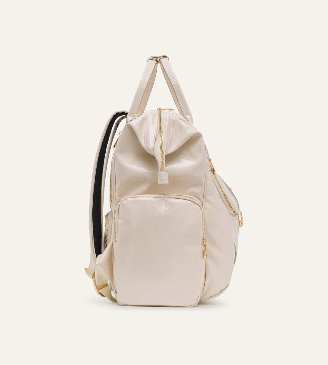 Vista Kırışık Bej Deri Gold Bebek Bakım Çantası