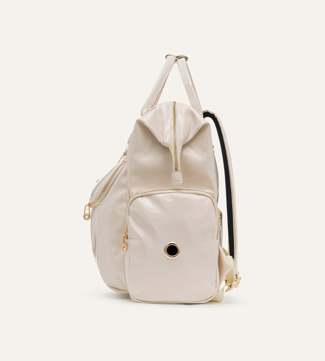 Vista Kırışık Bej Deri Gold Bebek Bakım Çantası