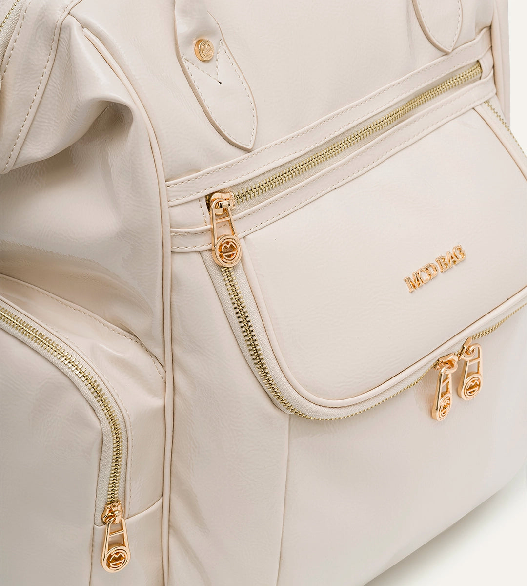 Vista Kırışık Bej Deri Gold Bebek Bakım Çantası