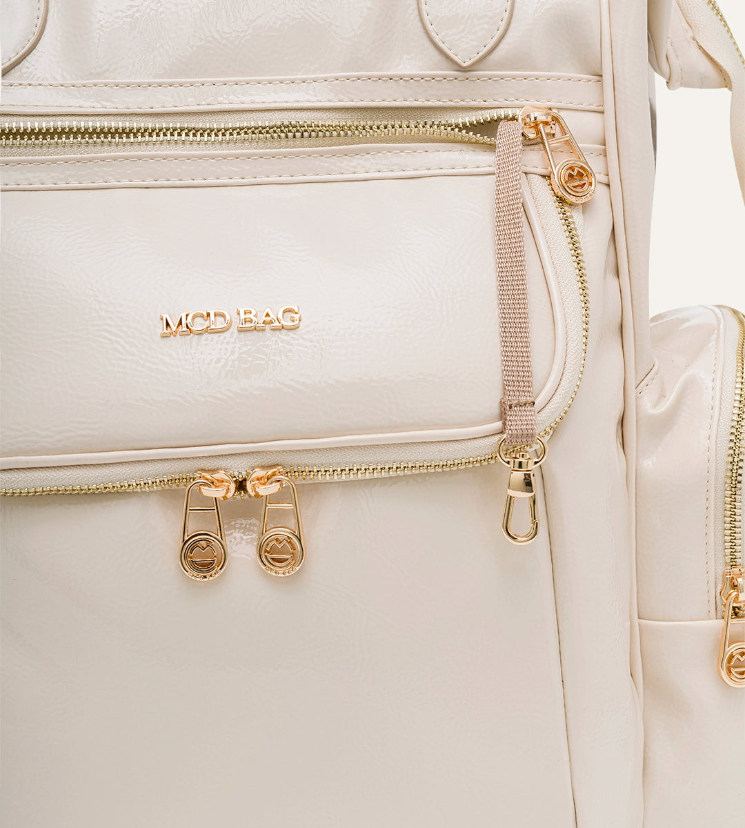 Vista Kırışık Bej Deri Gold Bebek Bakım Çantası