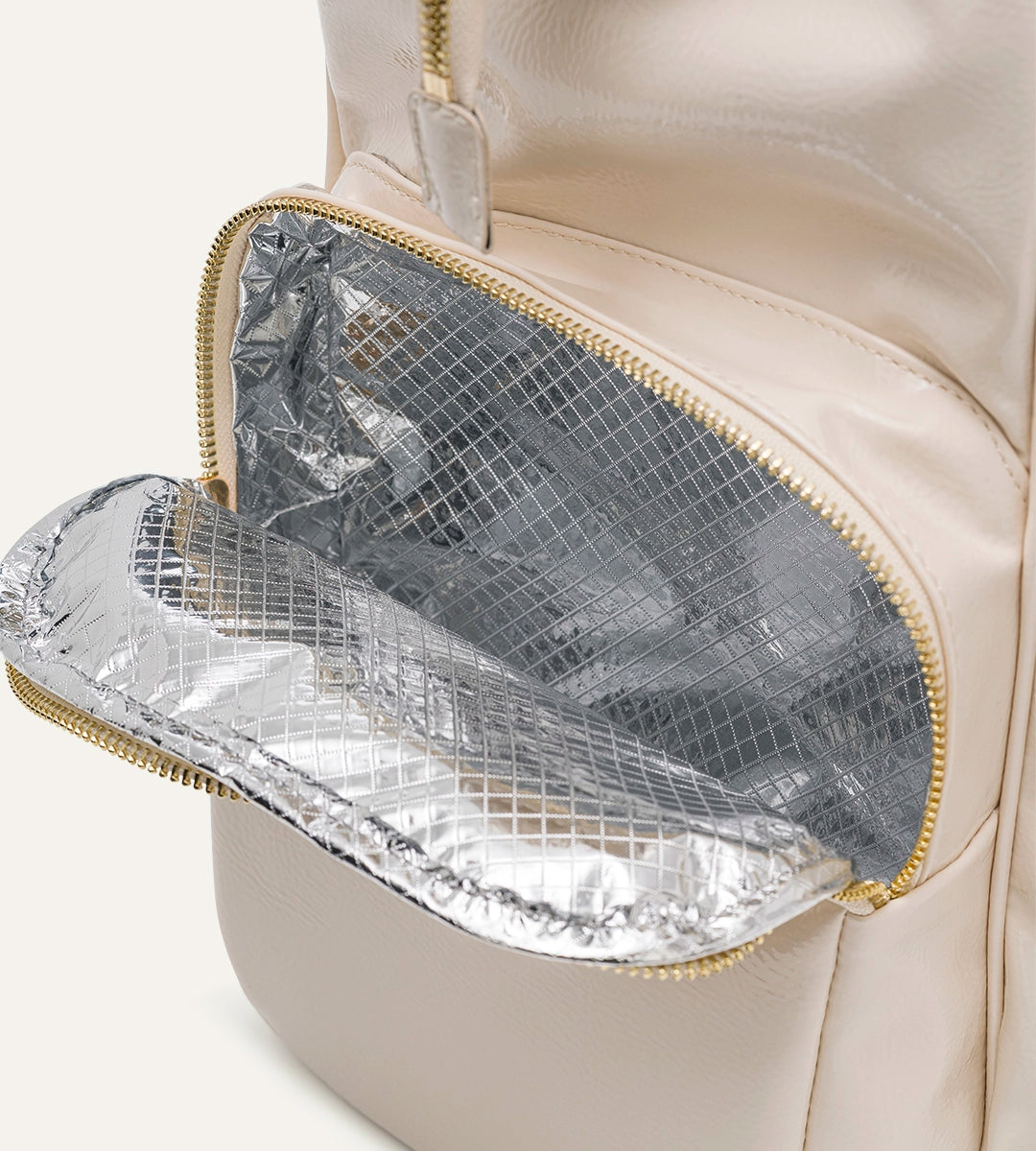 Vista Kırışık Bej Deri Gold Bebek Bakım Çantası