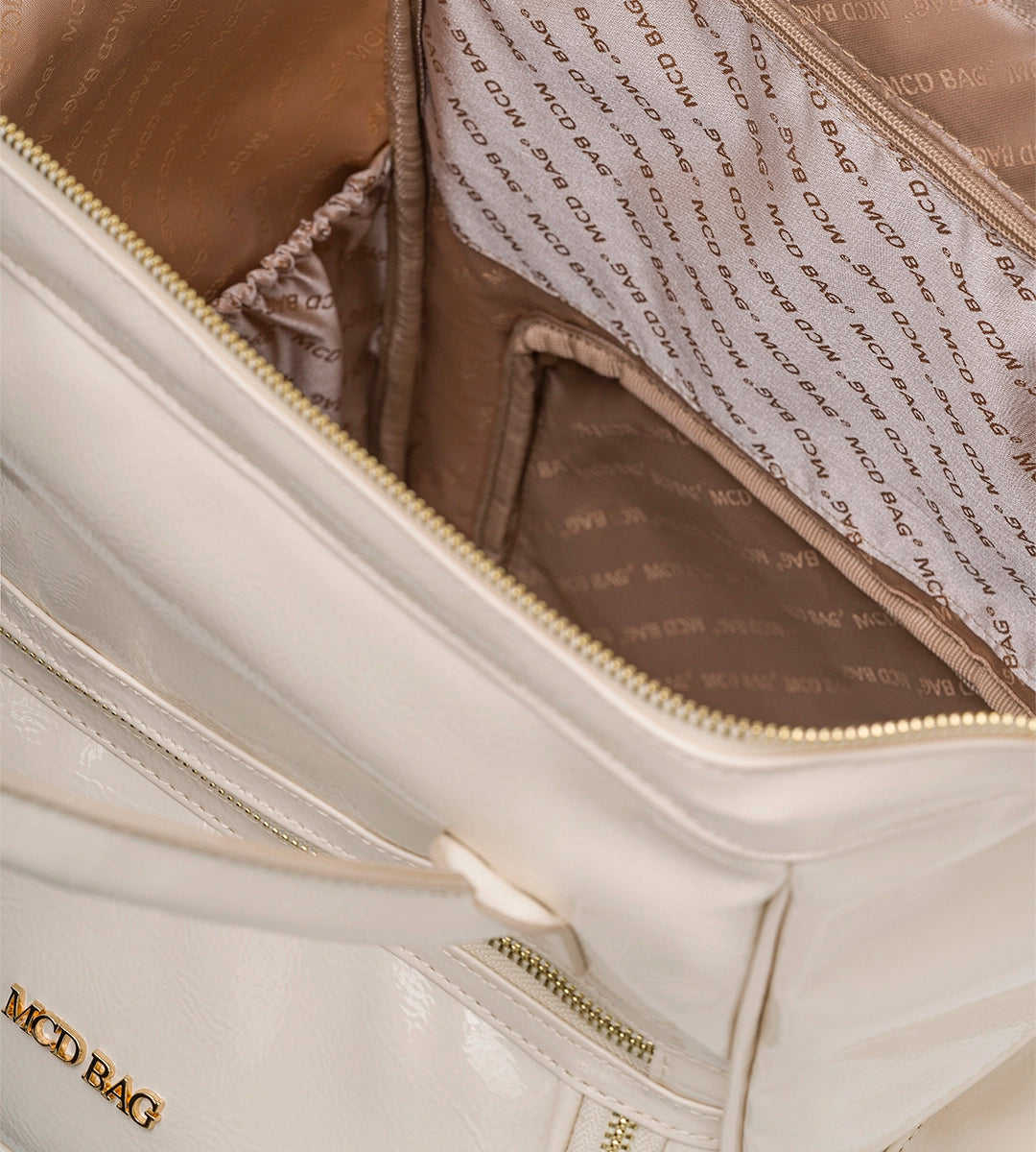 Vista Kırışık Bej Deri Gold Bebek Bakım Çantası