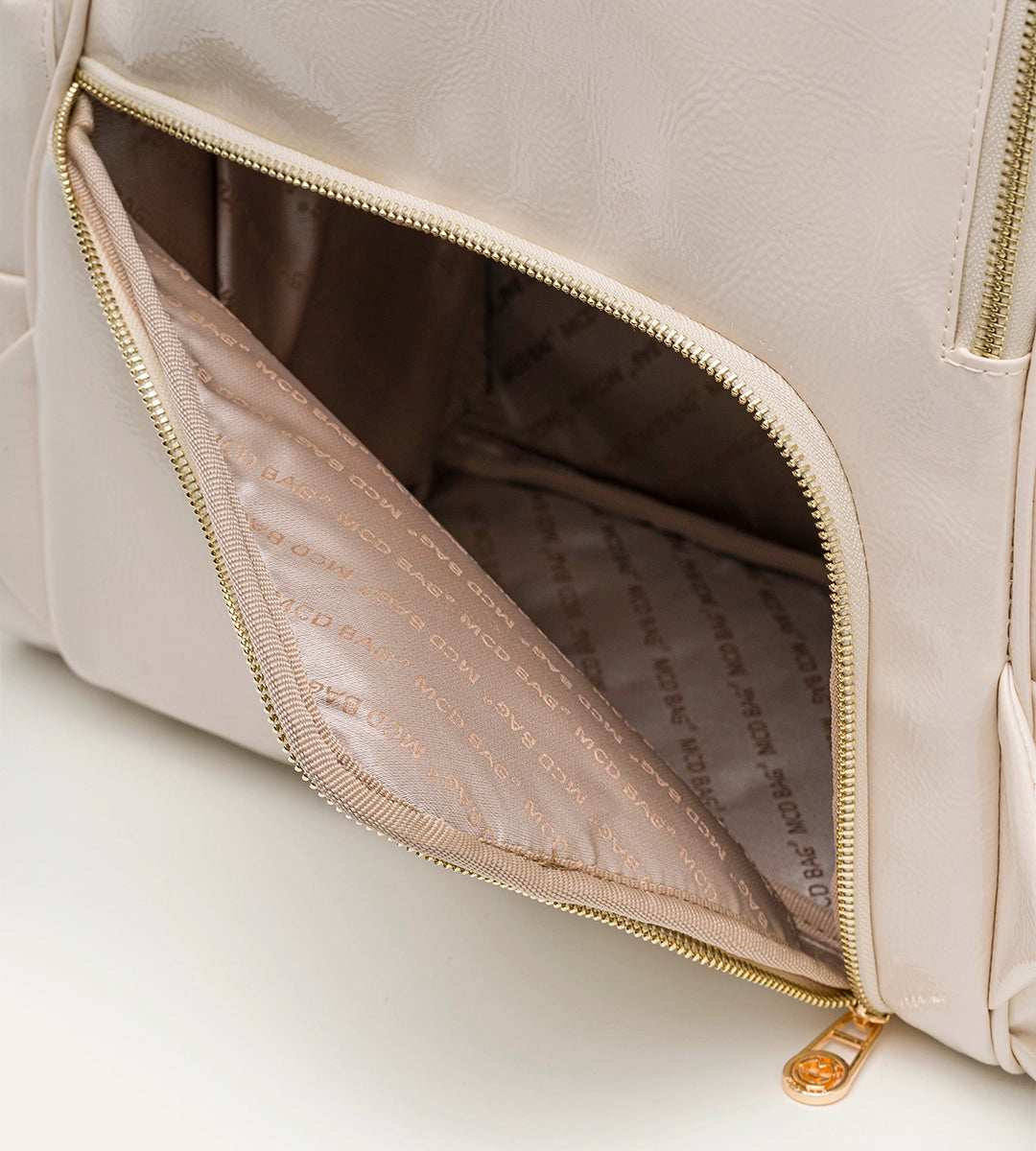 Vista Kırışık Bej Deri Gold Bebek Bakım Çantası