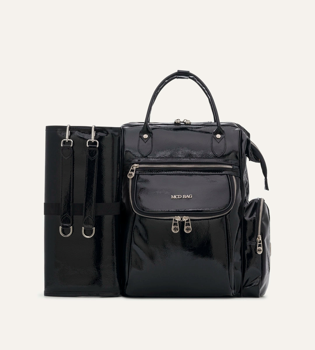 Vista Kırışık Siyah Deri Nikel Bebek Bakım Çantası