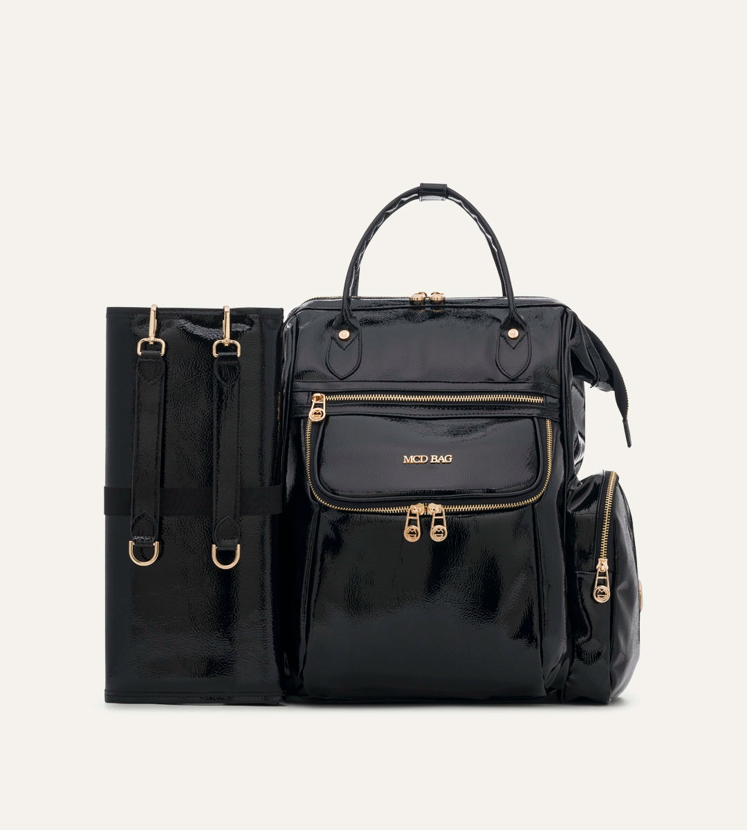 Vista Kırışık Siyah Deri Gold Bebek Bakım Çantası