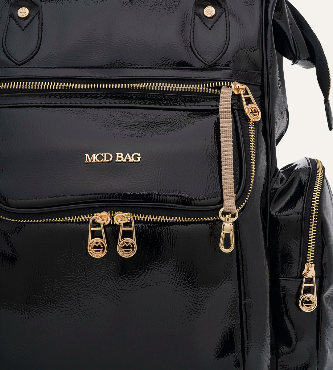 Vista Kırışık Siyah Deri Gold Bebek Bakım Çantası