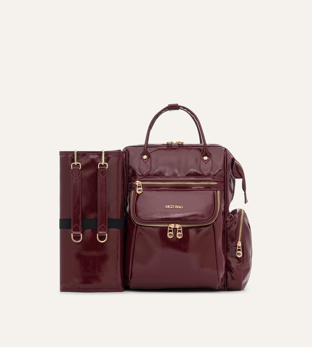 Vista Kırışık Vişne Deri Gold Bebek Bakım Çantası