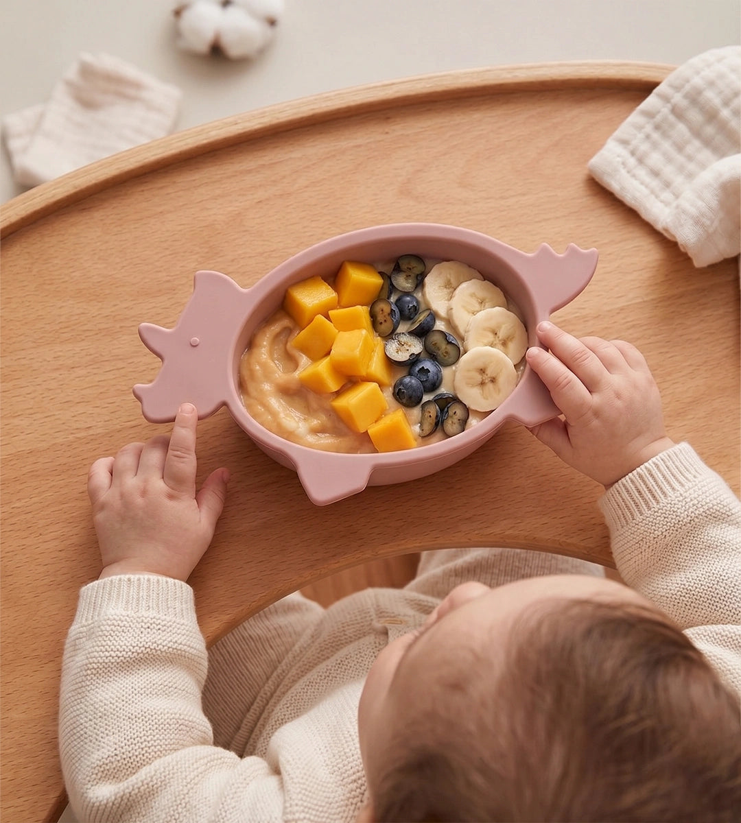 Gergedan Figürlü Silikon Bebek Mama Kasesi Yeşil