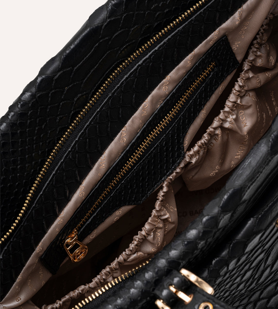 Minore Siyah Y. Deri Gold Bebek Çantası