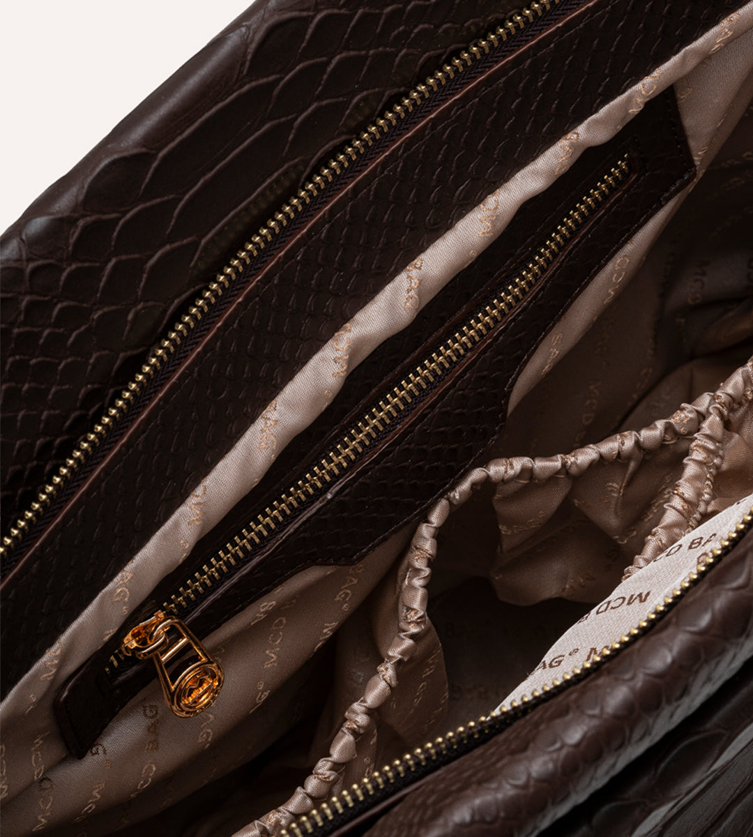 Minore Kahverengi Y. Deri Gold Bebek Çantası