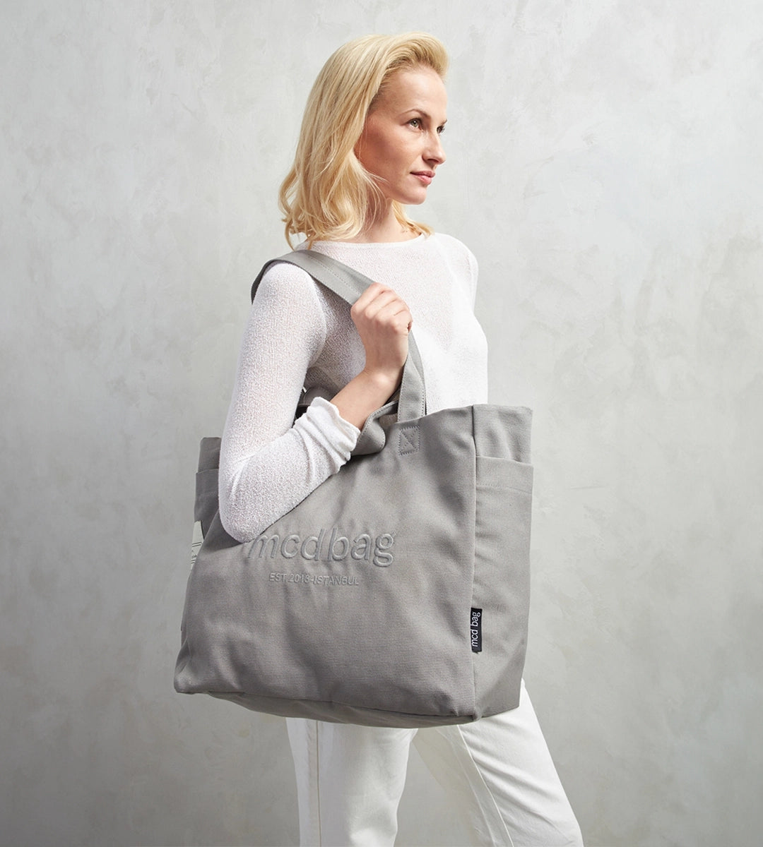 Vina Gri Kanvas Çanta Büyük