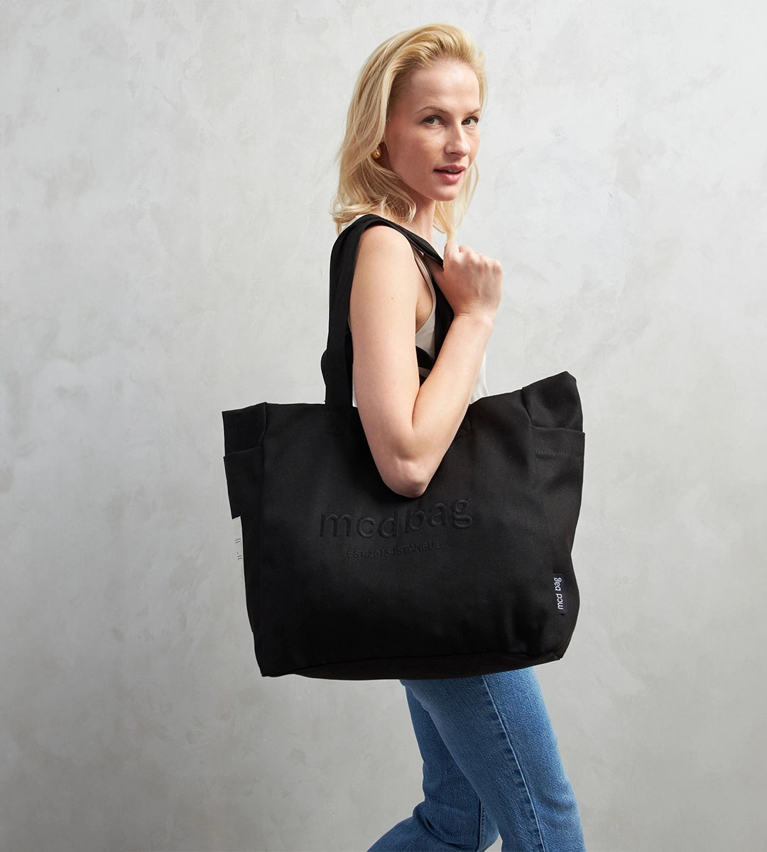 Vina Siyah Kanvas Çanta Büyük