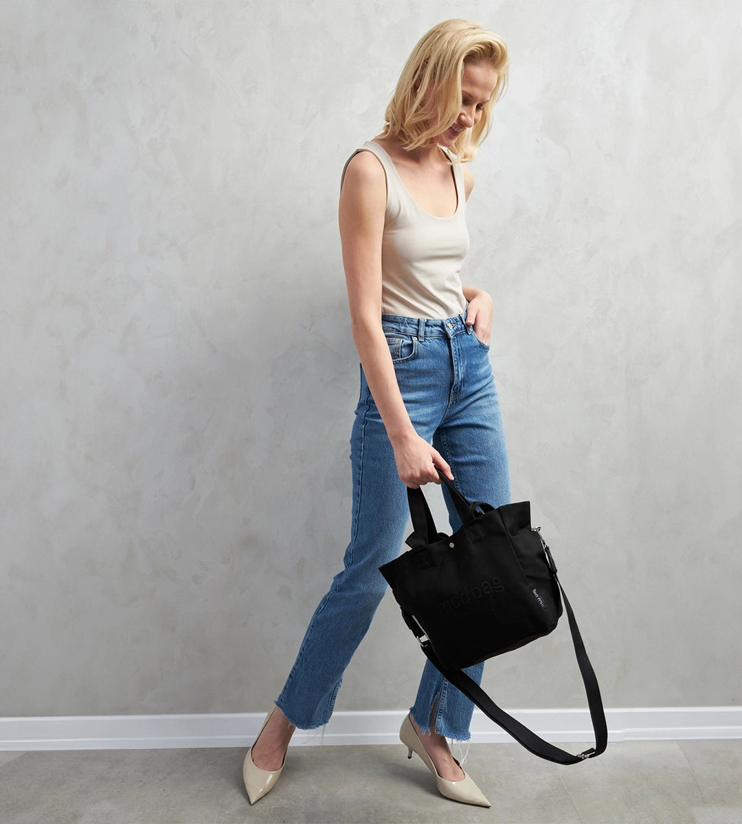 Vina Siyah Kanvas Çanta Küçük