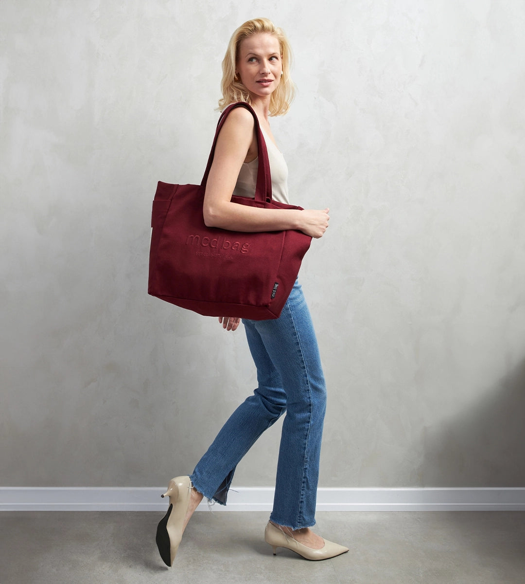 Vina Bordo Kanvas Çanta Büyük