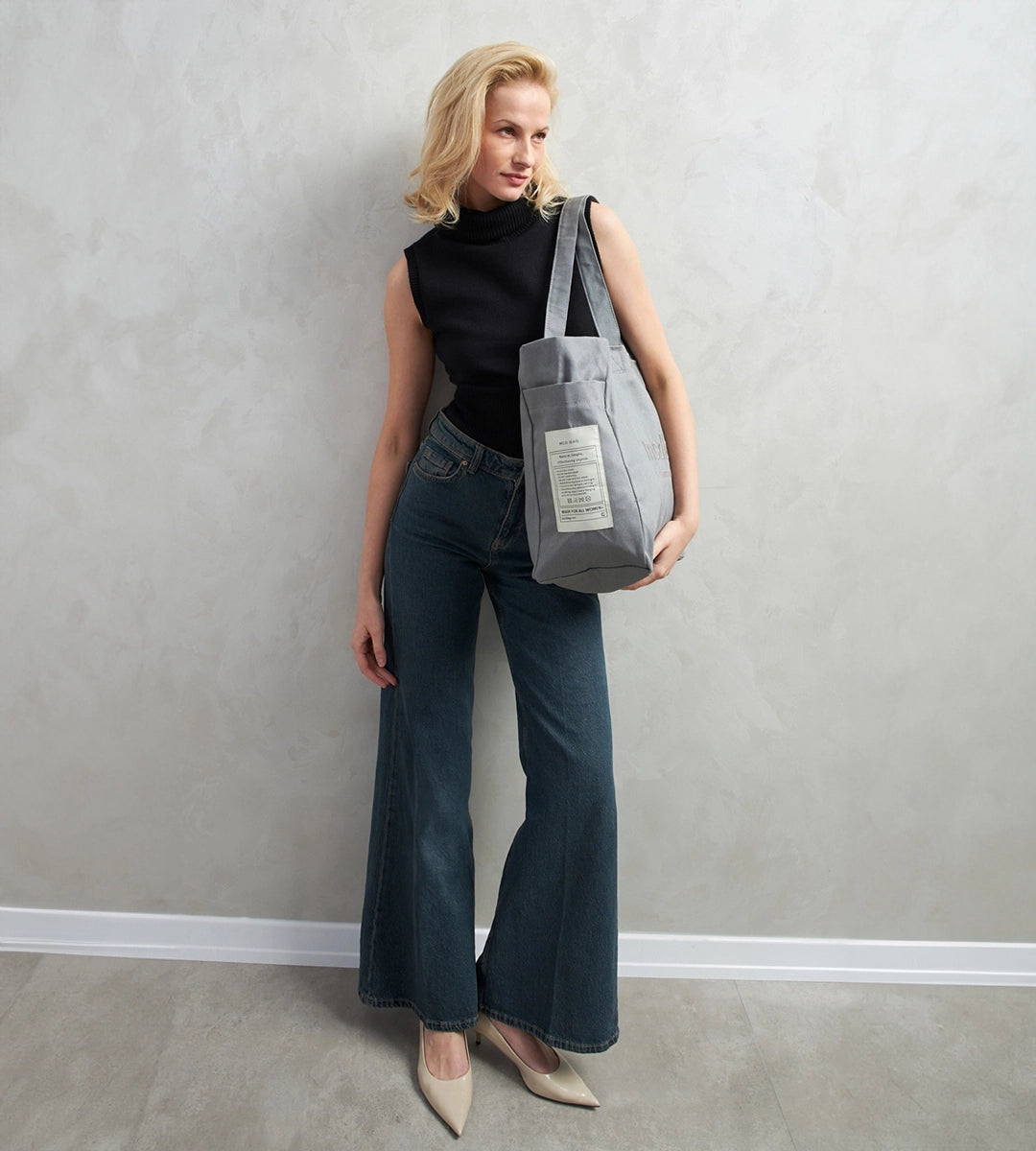 Vina Antrasit Kanvas Çanta Büyük