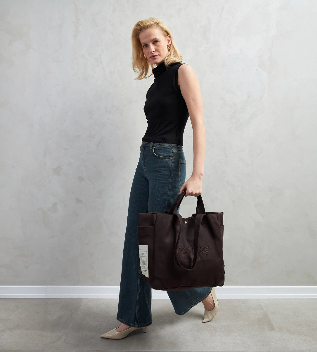 Vina Kahverengi Kanvas Çanta Büyük