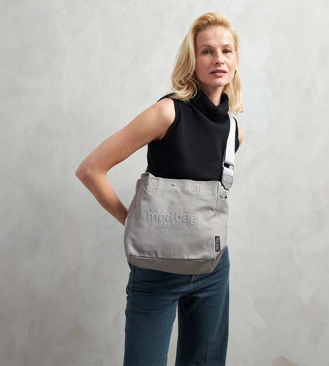 Vina Gri Kanvas Çanta Küçük