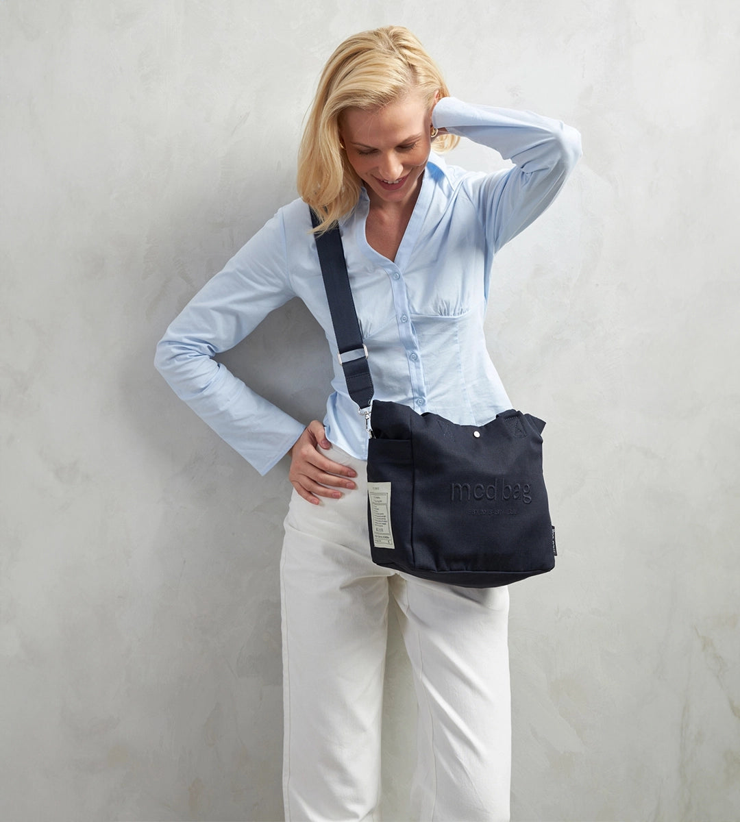 Vina Lacivert Kanvas Çanta Küçük