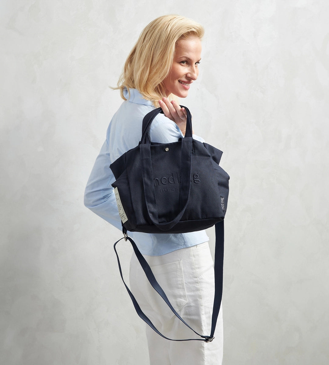 Vina Lacivert Kanvas Çanta Küçük